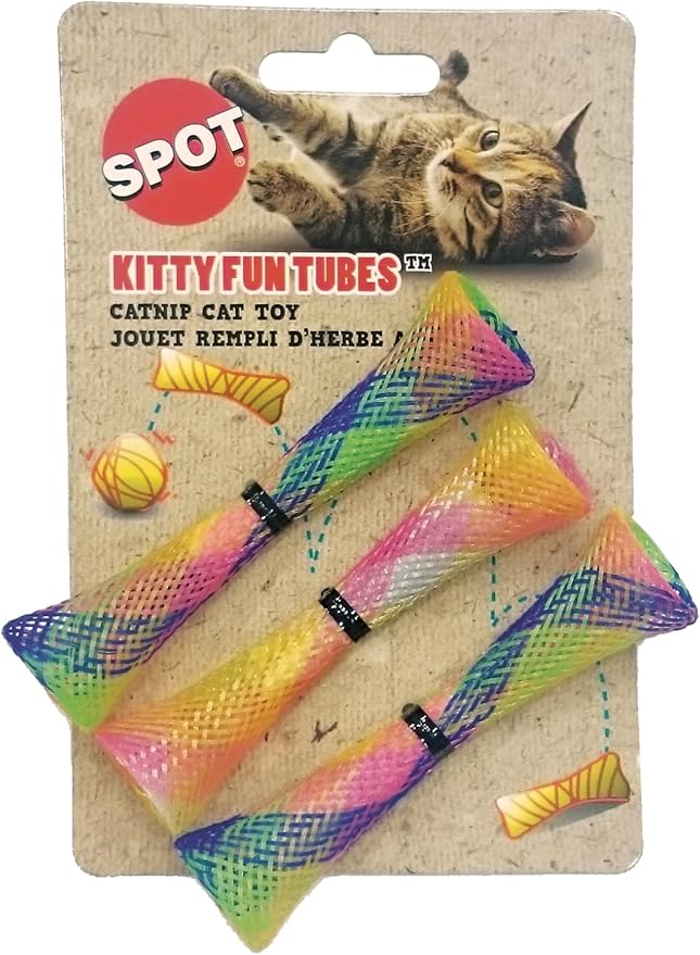 SPOT Ethical Pet Catnip Cat or Kitten Toy, Colorful Fun Tubes. Interactive Bouncy cat Toy, Assorted Color