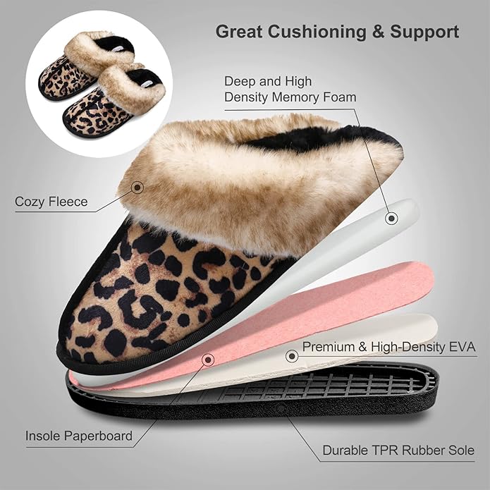 Besroad Winter Fuzzy House Slippers Sandals Plush Faux Fur Fluffy Flats Slippers Warm Slide Shoes for Women