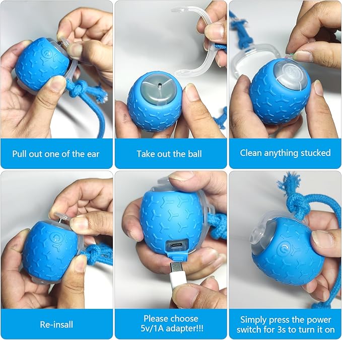 Indoor Cat Toys Ball: Automatic Rolling Ball with Motion-Activated Chirping for Engaging Cats -USB Rechargeable