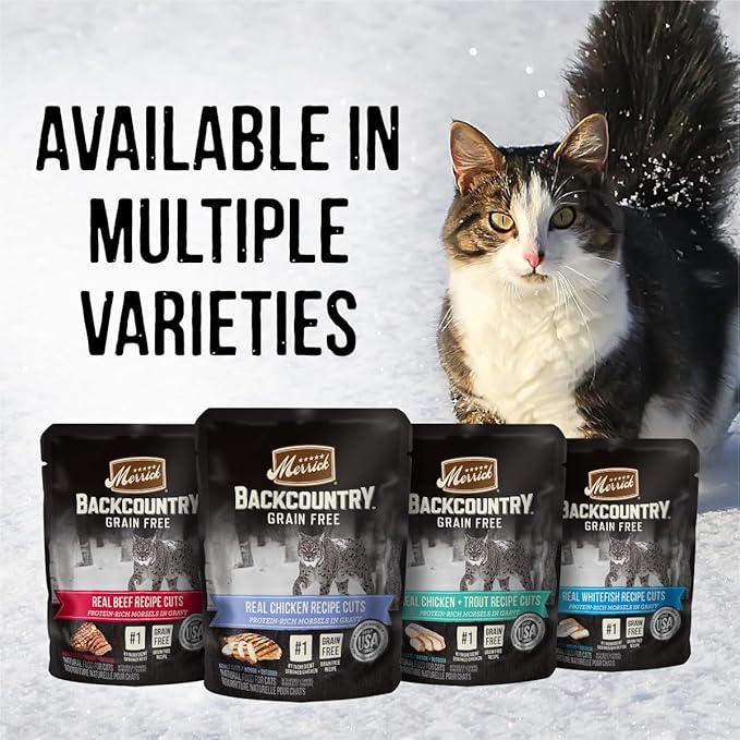 Merrick Backcountry Grain Free Gluten Free Premium High Protein Wet Cat Food, Whitefish Recipe Cuts With Gravy - (Pack of 24) 3 oz. Pouches