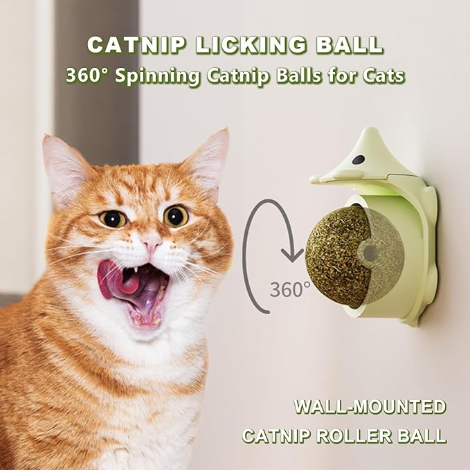3 Pcs Catnip Toys Balls That Stick on Wall,Cat Toy Ball, Catnip Wall Balls for Cats Lick,Cat Face Scratchers, Cat self Groomer for Indoor Cats, (3-Color, Hedgehog)