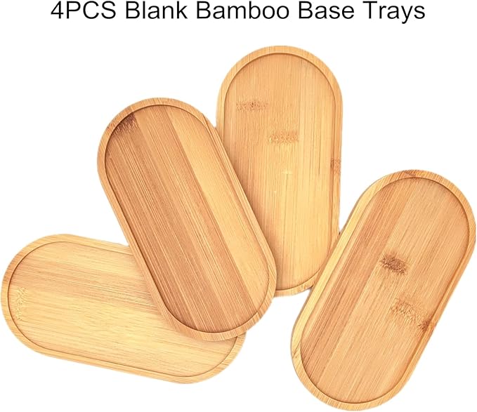 4PCS Mosaic Bamboo Coasters for Crafts, Blank Base Trays, Drinking Cup Coaster, Plant Coaster, Art Plate,DIY Mosaic Supplies (Oval)