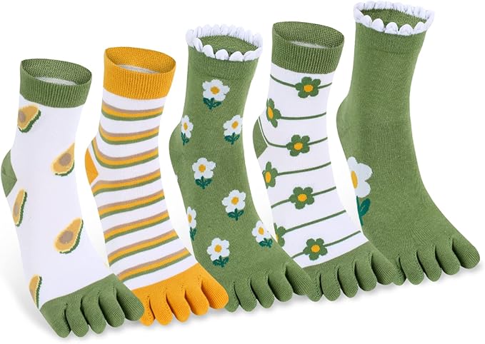 Benefeet Sox Toe Socks Women Men Cute Cat Five Finger Socks for Girls Colorful Cotton Ankle Athletic Running Socks with Toes