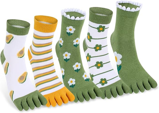 Benefeet Sox Toe Socks Women Men Cute Cat Five Finger Socks for Girls Colorful Cotton Ankle Athletic Running Socks with Toes