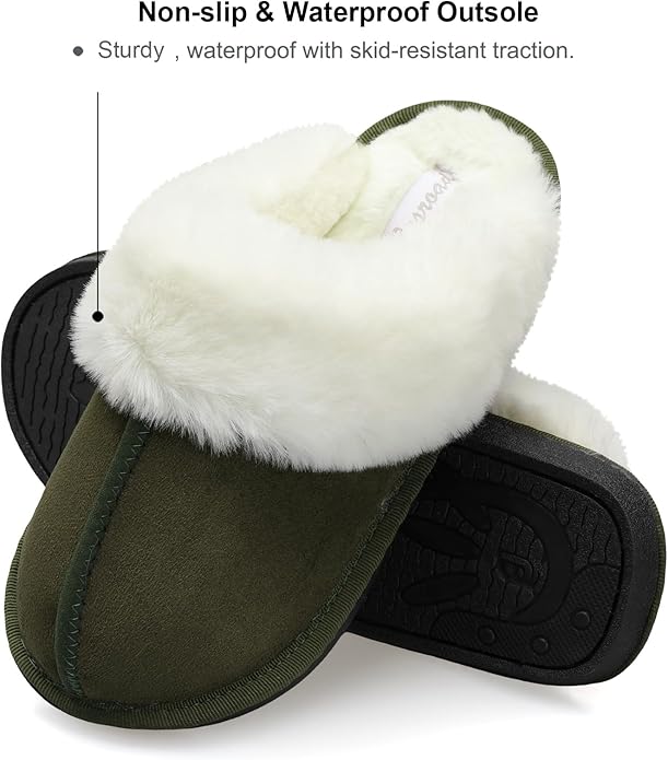 Besroad Winter Fuzzy House Slippers Sandals Plush Faux Fur Fluffy Flats Slippers Warm Slide Shoes for Women