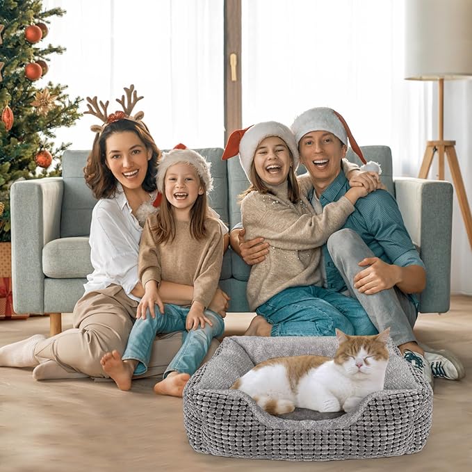 MARUNDA Heated Cats Bed for Indoor Use, Electric Cats Heated Bed Pets Heating Bed for Cats and Small Dogs, Washable Pets Bed with Automatic Heating Pad (23x20x7 Grey)