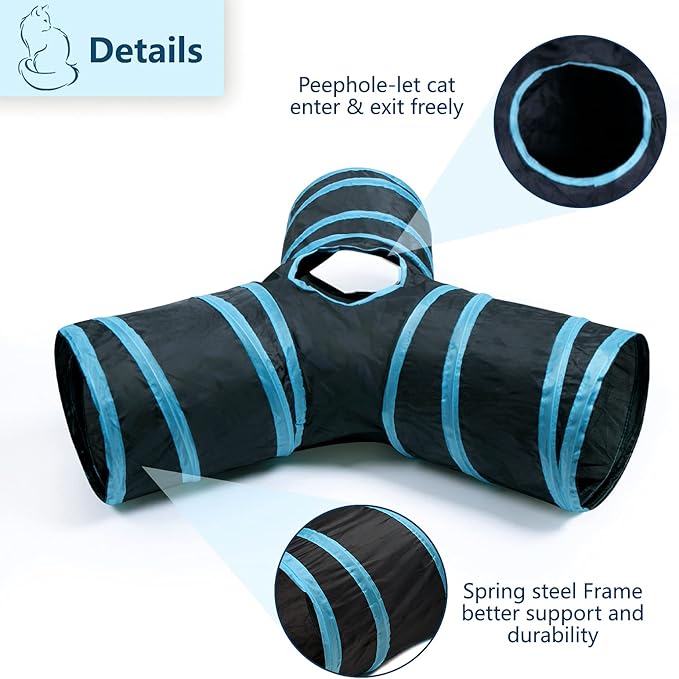 Cat Tunnel, Collapsible Tube with 1 Play Ball Kitty Toys, 3 Ways Cat Tunnels for Indoor Cats, Puppy, Kitty, Kitten, Rabbit