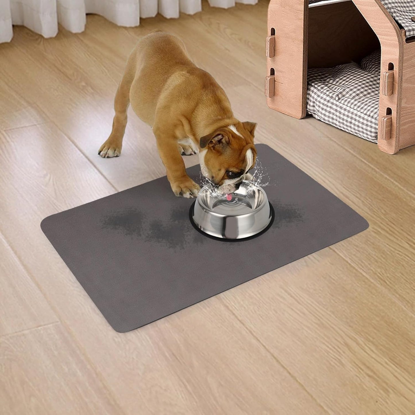 Quick Dry Absorbent Dog Food Mat, 19 x 12 in Diatom Mud Dog Water Bowl Mat, No Messy Anti-Slip Pet Feeding Mat Dog Supplies for Small Dogs