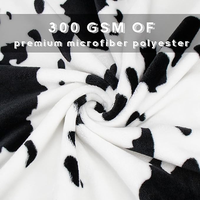 Lightweight Plush Fleece Fuzzy Cute Cow Printed Throw Blanket Soft Warm Cozy Flannel Black Cow Blankets and Throws - Small Bedding for Baby Girls Boys Toddler Bed Couch - 40x50 inch