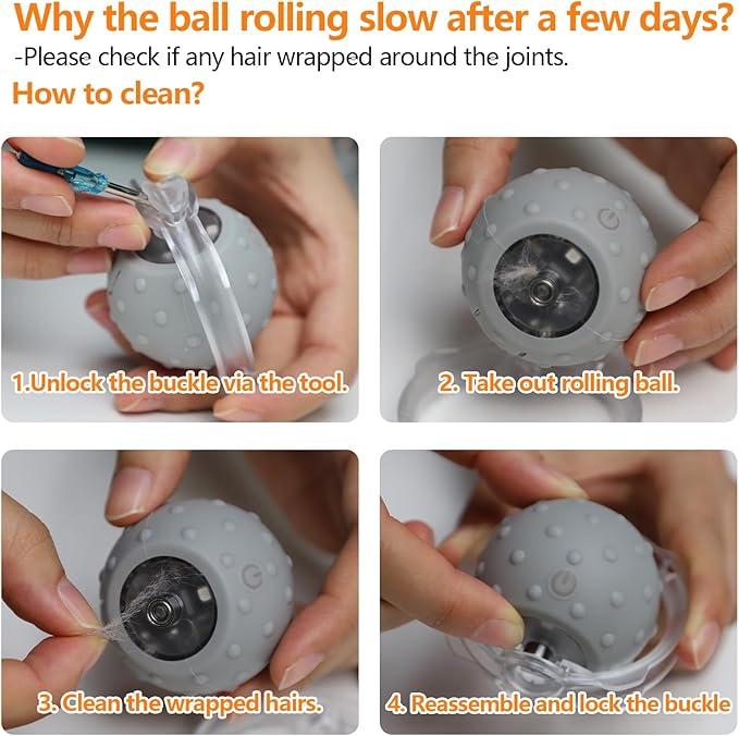 Interactive Cat Toys Ball Paw Activated, Super Power Cat Exercise Toys for Indoor Cats (Grey)