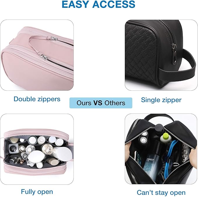 BAGSMART Toiletry Bag for Men, Travel Toiletry Organizer Dopp Kit Water-resistant Shaving Bag for Toiletries Accessories, Door Room Essentials,Pink-medium