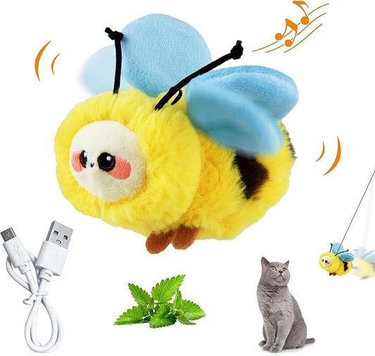 PETGEEK Gigwi Flapping Cat Toys for Indoor Cats, Rechargeable Lifelike Interactive Bee Cat Toy Tweet, Flapping Wings & Lively Chirping, Automatic Catnip Toys for Kitten Cats Self Play (Flapping Bee)