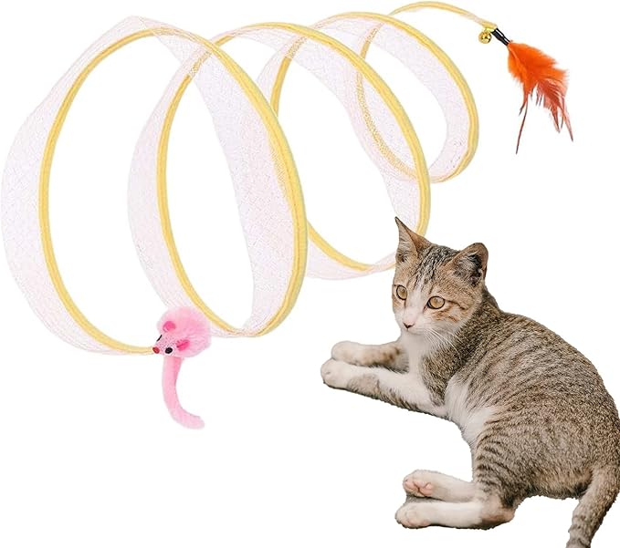 Folded Cat Tube Tunnel,Cat Toys for Indoor Cats Large,Cat Tunnel Bed for Kittens,Cat Donut Tunnels,Whisker Twister for Cats,Cat Toy for Indoor Cats,Decompression Interactive Cat Springs Toys