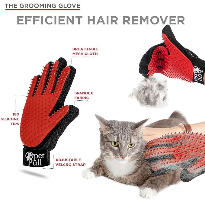 Complete Professional Pet Grooming Kit - Self Cleaning Slicker Brush for Dogs & Cats - Pro Grooming Brush Effectively Reduces Shedding Fur |Hair Remover Brush Gloves - Combo Gift Set