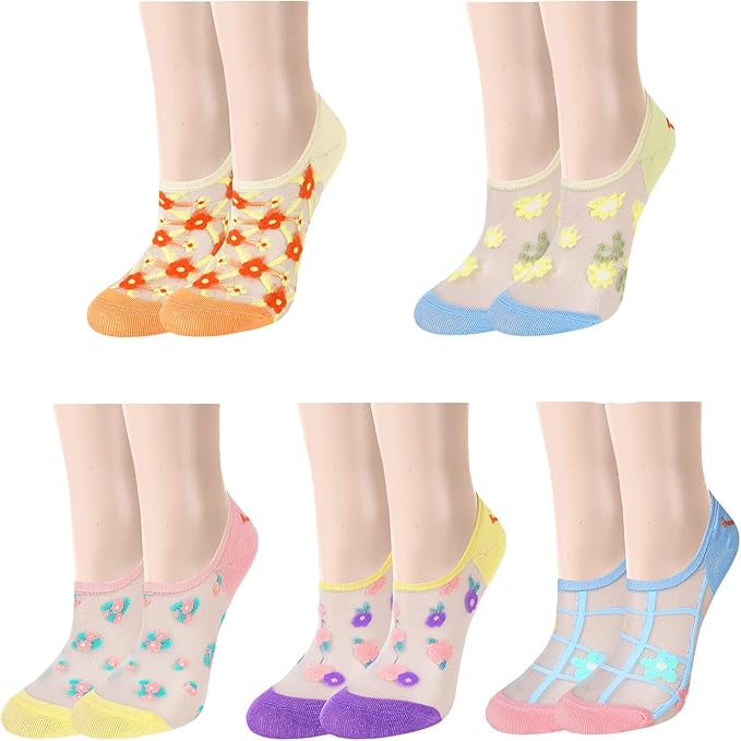 Benefeet Sox Sheer No Show Socks Women Girls Cute Thin Mesh Low Cut Liner Socks for Loafers Boat Shoes