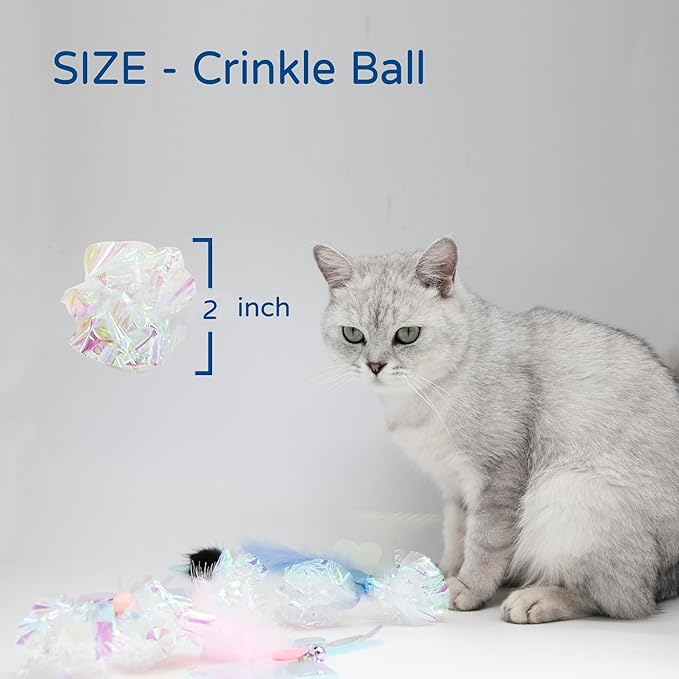 Cat Toy, Shiny Insect Refills for Cat Wand Toy, 9PCS Replacements with Bells for Cat Fishing Pole Toy, Interactive Cat Toy Lightweight, Chase and Exercise (Insects + Ball Set)