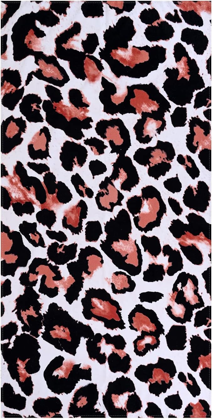 LIVILAN Leopard Cheetah Print Beach Towel, 30”x60”, Microfiber, Lightweight, Thin, Quick Dry, Sand Proof, Ideal for Swim, Bath, Pool, Unique Black and White Leopard Print Gifts for Women, Kids