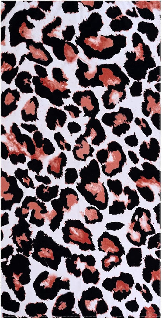 LIVILAN Leopard Cheetah Print Beach Towel, 30”x60”, Microfiber, Lightweight, Thin, Quick Dry, Sand Proof, Ideal for Swim, Bath, Pool, Unique Black and White Leopard Print Gifts for Women, Kids