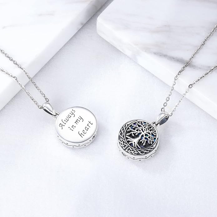 Aniu Cremation Jewelry for Ashes S925 Sterling Silver Urn Necklace Memorial Necklace for Human Ashes of Loved Ones Keepsake Pendant for Men Women