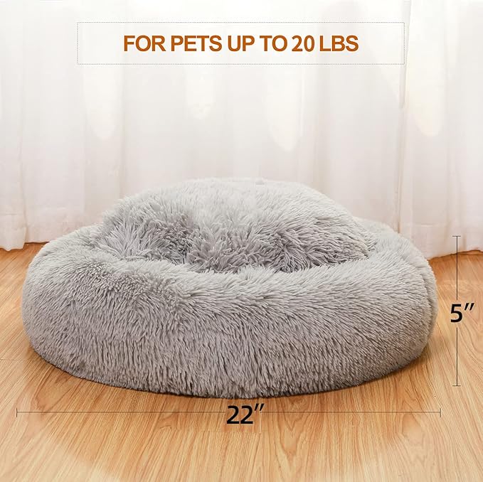 JEMA Calming Small Dog Beds for Small Dogs,Washable Donut Cuddler Pet Bed Cushions,Durable & Cozy Soft Dog Bed with Removable Pad 22 Inch