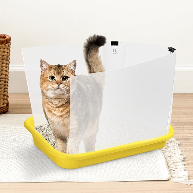 6 Pcs Cat Litter Box Pee Shields, Cat Litter Box Splash Guard for Open Top Litter Pan | Frosted | Easy Clean | 14.5"×11.5" (Litter Box Not Included)