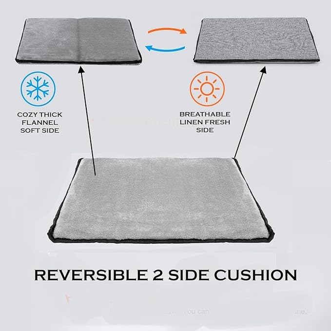 Cat Square Bed for Indoors Cats, Large Cat Cave for Pets,2 Cushion Lightweight and Foldable, with Scratcher and Fluffy Ball Hanging,Woll-Like Soft Cover,16”x14”, Gray