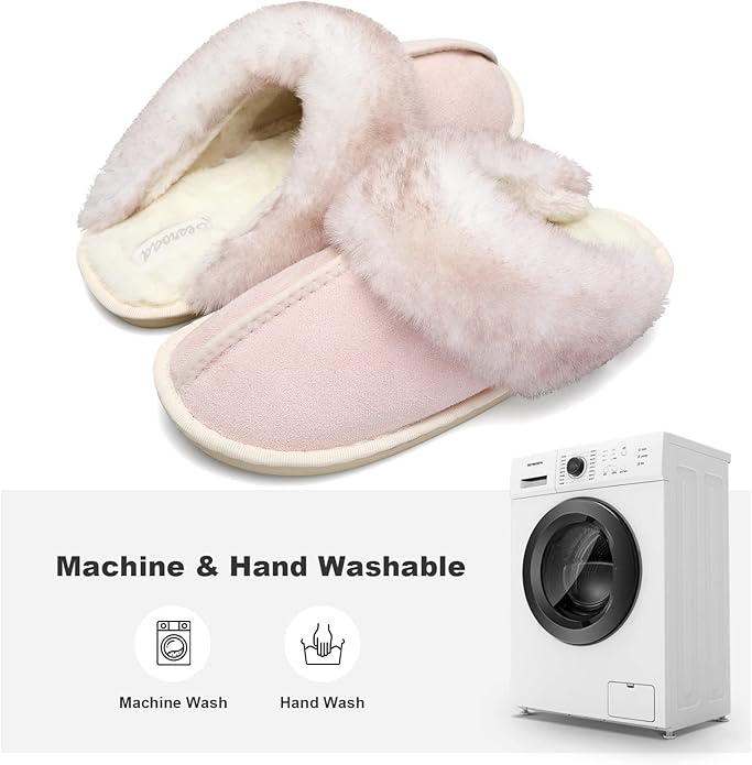 Besroad Winter Fuzzy House Slippers Sandals Plush Faux Fur Fluffy Flats Slippers Warm Slide Shoes for Women