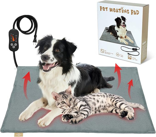 Vannon Large Pet Heating Pad, Heated Cat Dog Bed with Chew Resistant Cord, Outdoor Heated Mat for Dog House, Adjustable Indoor Warming Mat for Dogs, Waterproof & Overheat Protection, 35.4'' × 23.6''