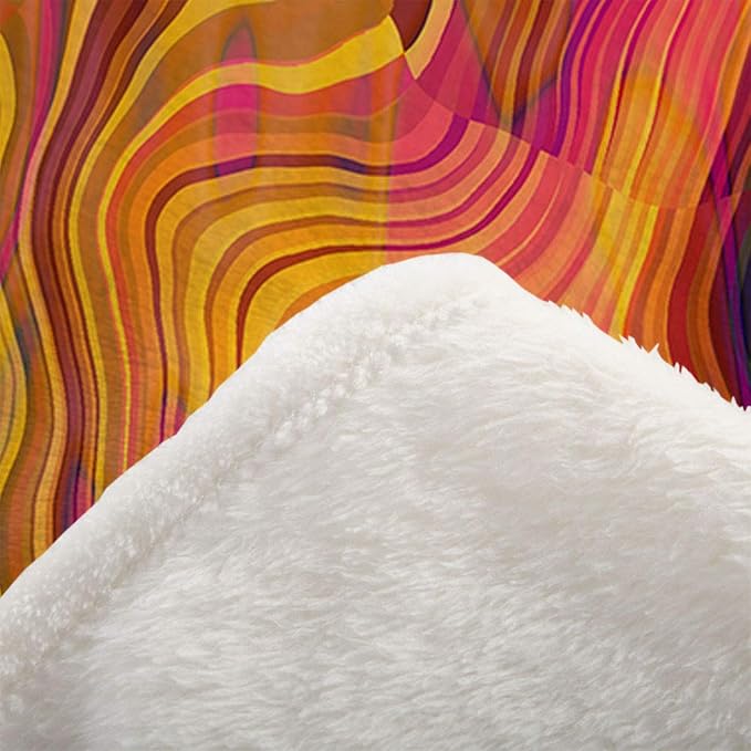 Mugod Colorful Chaotic Waves Throw Blanket Purple Fuchsia Pink Red Orange Gold Blue Rainbow Pattern Decorative Soft Warm Cozy Flannel Plush Throws Blankets for Baby Toddler Dog Cat 30 X 40 Inch