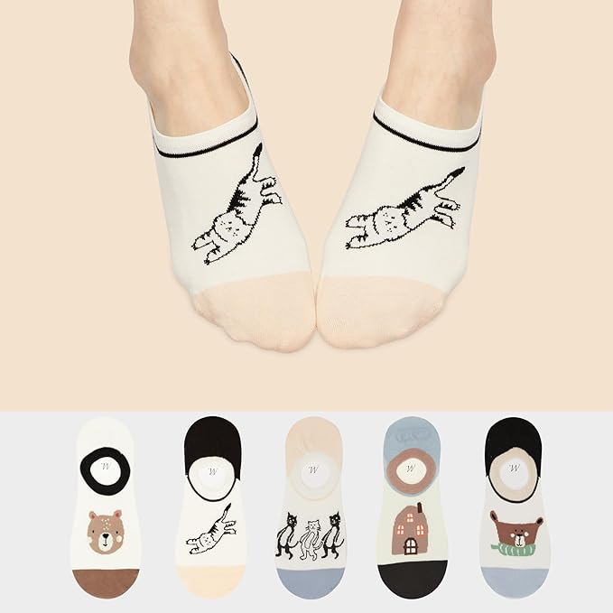 Benefeet Sox Womens Girls Cute No Show Liner Socks Non Slip Funny Patterned Low Cut Socks Novelty Cotton Loafer Footies Sock