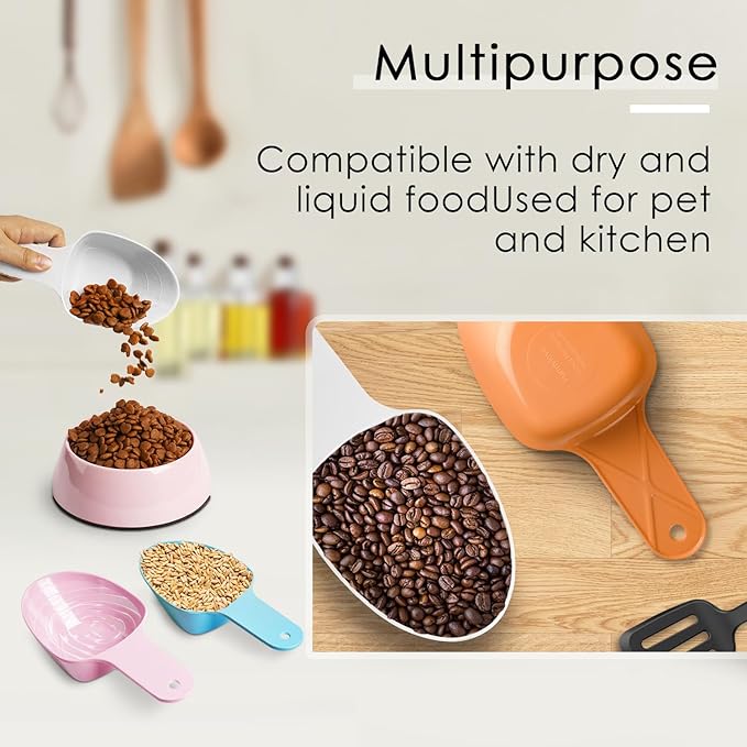 Dog Food Scoop-Melamine Pet Food Measuring Cup - 1 Cup 1/2 Cup 1/4 Cup Dog Cat Bird and Rabbit Food Feeding Scoop Dishwasher Safe - White