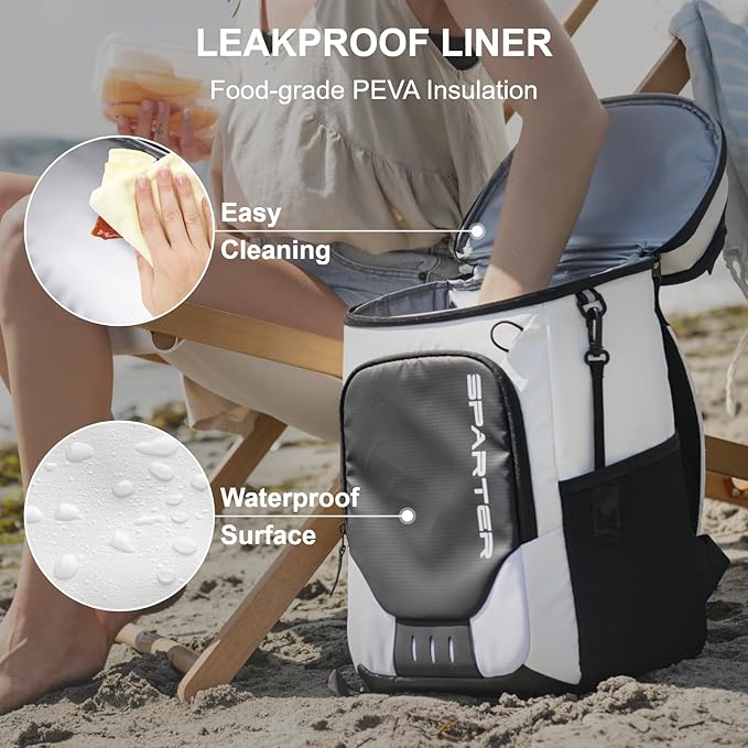 Backpack Cooler Insulated Leak Proof 30/45 Cans, 2 Insulated Compartments Thermal Bag, Portable Lightweight Beach Travel Camping Lunch Backpack for Men and Women