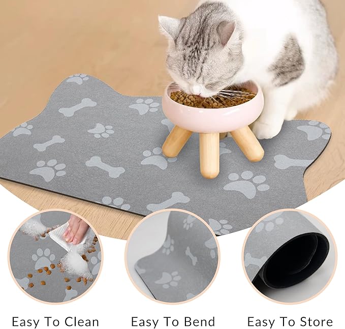 YCT Cat & Dog Mats - No Slip Cat & Dog Mat for Food & Water, 16.9"x24", Navy Blue