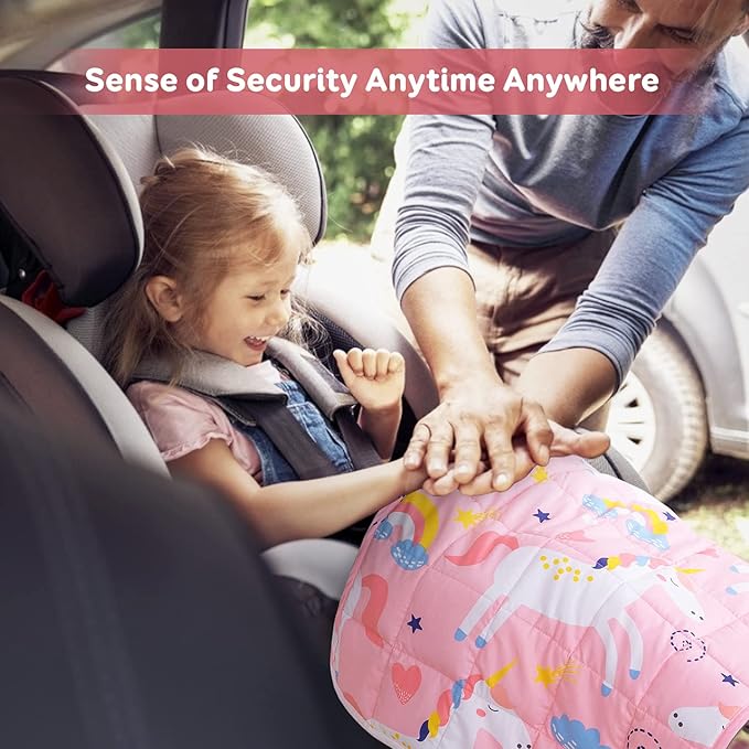 Sivio 100% Cotton Weighted Lap Pad 3lbs Sensory Throw Pad with Glass Beads Portable Lap Blanket Great for Home Classroom Travel, 20' x 30', Pink Unicorn