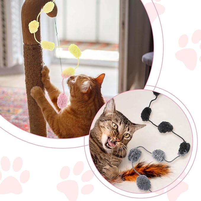 Cat Wand Toy, 3 Pieces Interactive Cat Rainbow Wand Toys for Indoor Cats and Kittens Colorful Cat Dance String Stick Toy Cat Feather Teaser Toy for Indoor Cats Kitten to Play Chase Exercise