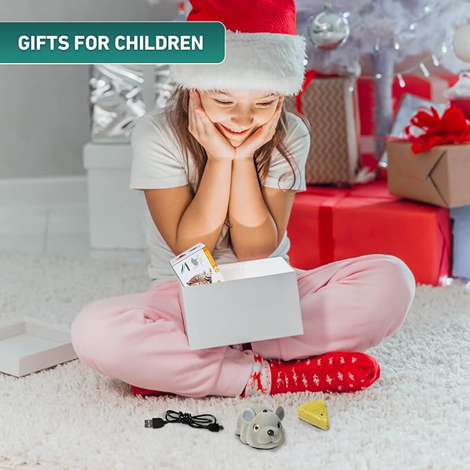 Cat Toys Mice Interactive Kitten Toys snake, Remote control and Smart Sensing Two Mode Mouse Rechargeable, Automatically Sense Obstacles and Escape, Realistic Animal Series Mice Tricky Toys (mice toy)