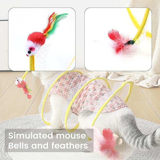 2 Pcs Folded Cat Tunnel Toy, Indoor Cat Activity Structure, Portable and Foldable, Promoting Happiness and Comfort for Your Beloved Feline Companion