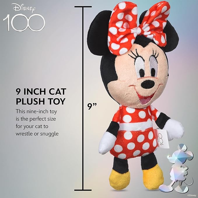 Minnie Mouse Cat Kicker Toy with Catnip, 9in | Disney Cat Toys | Fun Cat Kicker Style Plush Toy with Catnip and Crinkle for Cats Inspired by Disney Mickey and Friends