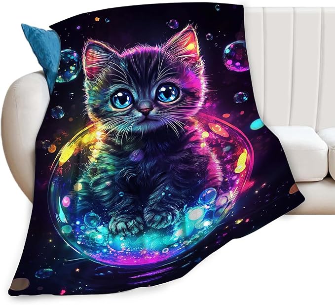 Cat Throw Blanket Cat Gifts for Kids Girls Boys Adults Women Men Soft Cozy Warm Plush Fluffy Fuzzy Fleece Blanket Decor 40''X50''