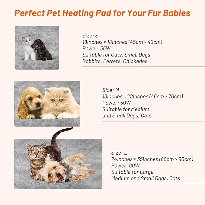 Pet Heating Pad for Cats Dogs, Electric Cat Heating Pad Indoor with Timer, 9 Level Temperature Dog Heating Pad Waterproof Heated Dog Pad Mat for Puppy Dog Cat (28.0x18.0 inch)
