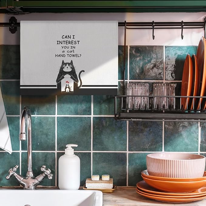 Cat Kitchen Towels,Cat Hand Towel,Cat towels,Cat Dish Towel,Funny Kitchen Towels,Black Cat Gifts,Cat Lady Gifts,Black Cat Decor,Cat kitchen Accessories,Cat Mom Gifts,Gifts for Cat Lovers for Women