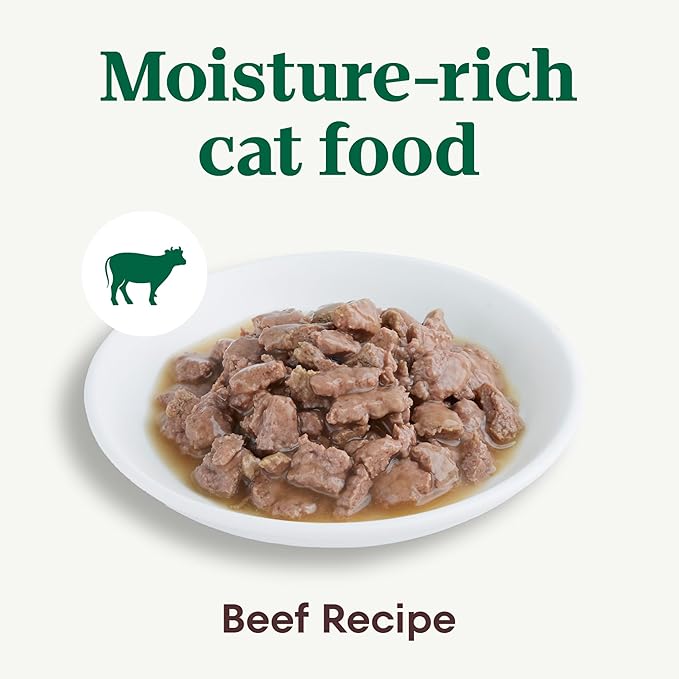 NUTRO Grain Free Natural Wet Cat Food Cuts in Gravy Beef Recipe, 2.64 oz. PERFECT PORTIONS Twin-Pack Trays, Pack of 24