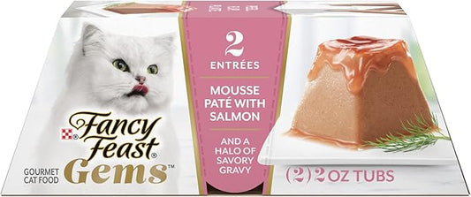 Fancy Feast Gems Pate Cat Food Mousse With Salmon and a Halo of Savory Gravy Cat Food - (Pack of 8) 4 oz. Boxes
