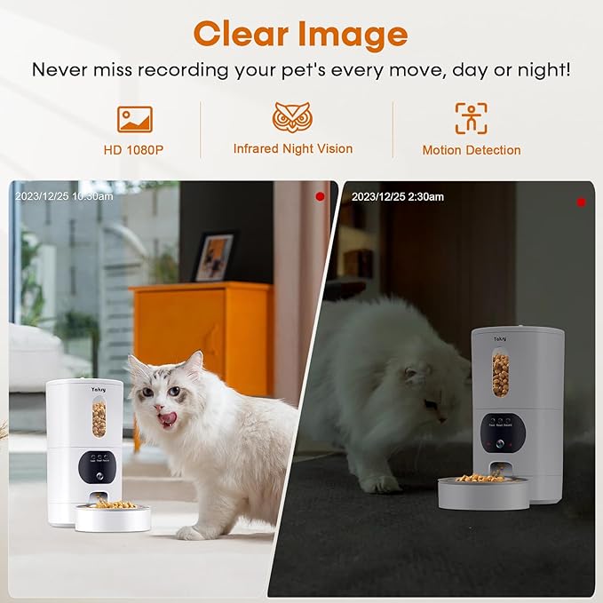 Automatic Cat Feeder Camera: Easy Setup Timed Smart Dog Feeder WiFi - 2-Way Audio 5G Pet Food Dispenser APP Control for Multi-Cat 2 Pack