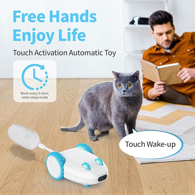 PETGEEK Automatic Cat Mouse Toys Interactive Cat Toys for Indoor Cats, Smart Sensing Moving Squeaky Mouse Cat Toys, USB Rechargeable Best Gift for Birthday, Thanksgiving, Christmas, New Year