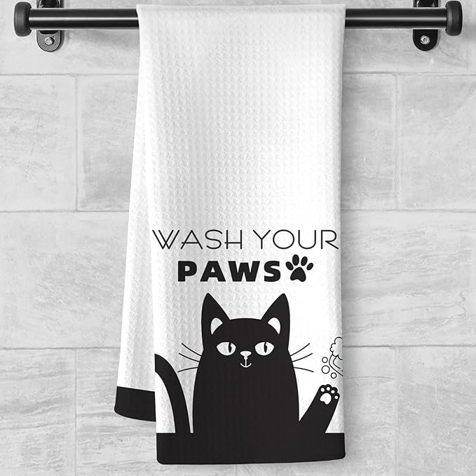 Funny Hand Towels,Cat Kitchen Towels,Cat Bathroom Towels,Decorative Kitchen Towel,Dish Towels For Kitchen Decorative,Cat Hand Towel -Suitable For Use And Decoration In Kitchen, Bathroom And Toilet
