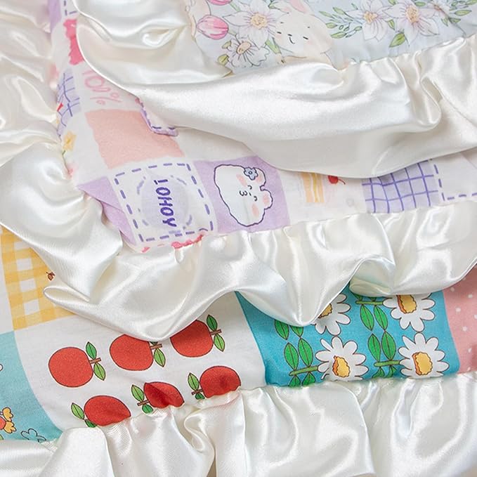 Cat Bed Mat, Double-Sided Usable Cat Cage Mat for Four Seasons Universal, Flannel Side Rustic Pet Bed Mat, Cozy and Soft Crate Mat for Sleeping Improve (Light Blue Bunny, 22.5'' x 16.9'')