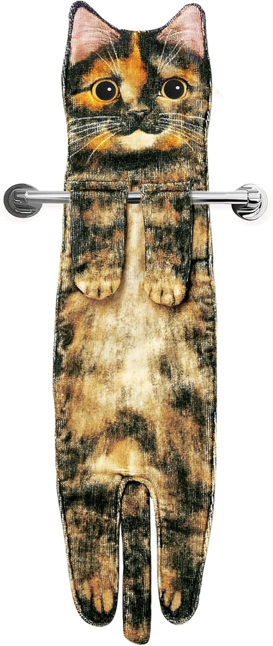 MewMixCat Hand Towels for Kitchen Bathroom-Cute Cat Decor Gadgets-Hanging Soft Absorbent Hand Face Towel-Funny Birthday Housewarming Holiday Unique Gifts for All Women Mom Cat Lovers-Tortoiseshell