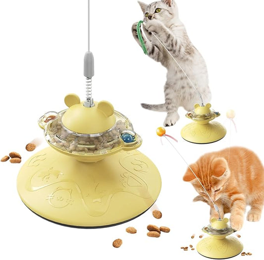 Cat Interactive Toys for Indoor Cats Kitten Wand Toy Weight Loss Kitty Funny Game Slow Food Dispenser Feeder Treat Dispensing Feeding Pet Supplies Birthday Gift