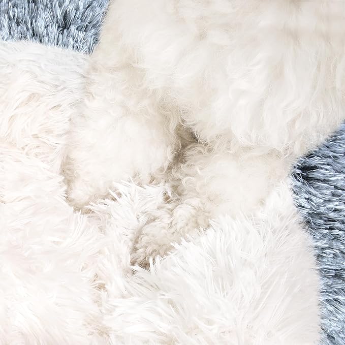 NOYAL Dog Bed Round Hooded Plush Cat Cave Donut Anti Anxiety Fluffy Dog Bed for Small Medium Dog and Cat